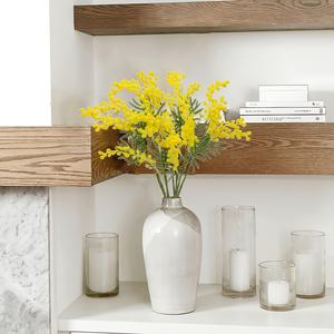 Ramo de Flores Artificiales de <span class=keywords><strong>Acacia</strong></span> y <span class=keywords><strong>Mimosa</strong></span>, 5 Piezas |   Ramas Amarillas de Alasian con Palos de Felpa Simulados de Plástico para Bodas - Product Image 5