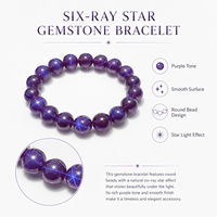 Bracelet tendance unisexe en perles de rubis, gemme violet étoilé certifiée NGTC, idéal pour les occasions spéciales