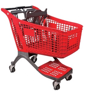 Chariot de courses en plastique personnalisable SMT à prix de gros, chariot de supermarché avec cadre métallique et roues en PU silencieuses - Product Image 1