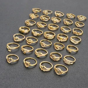 JXX Wholesale 24K Gold Plated Zircon Rings Jewelry Women Beautiful For Women Gold Diamond Wedding Rings