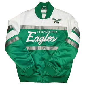 Giacca Bomber da <span class=keywords><strong>Uomo</strong></span> 2025 Philadelphia Eagles in Raso Verde e <span class=keywords><strong>Bianco</strong></span> Stile Varsity Starter per Squadra di Football Americano - Product Image 1