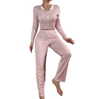 Ensemble Maison Velours Floral Best-Seller Vanfound Deux Pièces Femme Pantalon Taille Élastique Manches Longues Sexy XL Col Revers Nœud Bouclé Pour