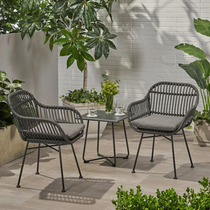 Ensemble de 2 chaises de patio DB Orlando en faux rotin finition gris foncé - Product Image 1