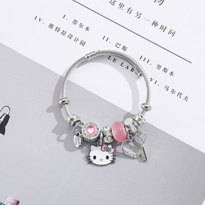 Kingcome สร้อยข้อมือสแตนเลสหญิงขนาดเล็กน่ารัก KT ดีไซน์แมว Bestie ป่าสไตล์นักเรียนแฟชั่น - Product Image 3