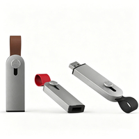 Clé USB promotionnelle en métal avec logo personnalisé, bande en cuir, lecteur flash USB 2.0 3.0, 8 Go 16 Go, carte mémoire, clé USB