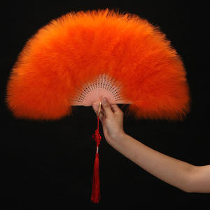 Dance Wedding Accessory Large <strong>Ostrich</strong> <strong>Feather</strong> Hand Fan White Flapper Folding Fan - Product Image 6