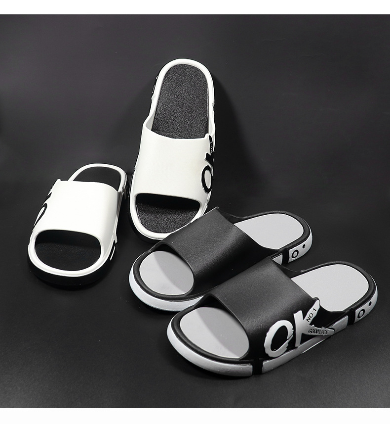 Personality Trend Outdoor Indoor Bathroom Slippers Non-slip Thick Soled Men's Sandals Women Slides