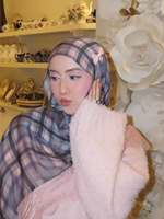 Châle islamique brodé en dentelle à fleurs à carreaux pour musulmans, foulards colorés finis avec une dentelle assortie, hijab en modal
