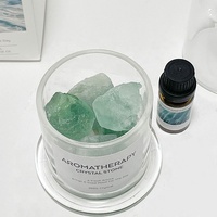 Diffuseur d'huiles essentielles en pierre de cristal de luxe pour la décoration de la maison, cristaux naturels, pierres de guérison dans un bocal en verre avec couvercle en dôme