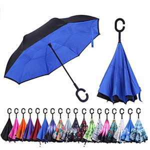 Paraguas Invertido Negro de Fibra de Vidrio Resistente al Viento, Doble Capa, con Bolsa Personalizada para Regalos Empresariales, Resistente a la Lluvia - Product Image 2