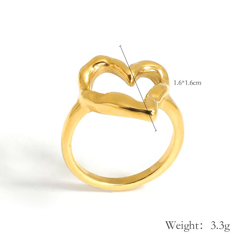 Anello Fascia Cava In Acciaio Inox Placcato Oro 18K - Forma Irregolare, Donna Taglie 6-9