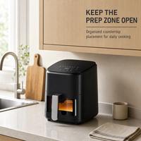 Friteuse à air à commande mécanique 4,5 L 1200 W, cuisinière à température réglable avec minuteur 60 min pour appareil de cuisine
