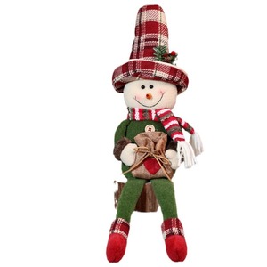 Ornement de Noël transfrontalier en tissu extensible, Poupée debout 31cm-50cm, Motif Plaid Rétro Père Noël Bonhomme de neige, Cadeau de Noël - Product Image 5