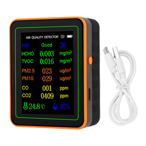 Detector de Calidad del Aire, Índice de CO2, TVOC, <span class=keywords><strong>HCHO</strong></span>, PM2.5, PM10, Medidor de Temperatura y Humedad, Pantalla TFT a Color, Visualización de Curvas, Negro Naranja - Product Image 2
