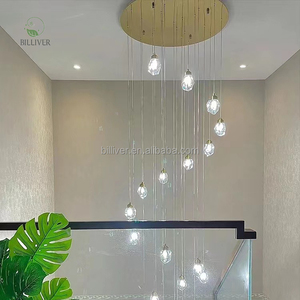 Hiện đại sang trọng Vàng K9 Ice pha lê <span class=keywords><strong>LED</strong></span> đèn chùm ánh sáng mặt dây chuyền tinh khiết Đồng cơ sở treo đèn cho khách sạn cao Trần Thanh Lịch - Product Image 1