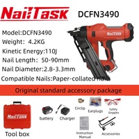 NAILTASK DCFN110-3490 Cloueur sans fil 20V 4.0Ah à batterie, moteur sans balais, acier inoxydable, usage industriel et bricolage, 50-90mm
