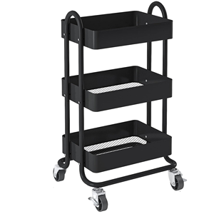 3-Tier Storage Cart Rolling <b>Trolley</b> Cart Metal Utility Shelves with <b>Wheels</b> and Handles for Kitchen <b>Makeup</b> <b>Trolley</b> Cart - Product Image 1
