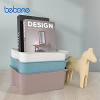 Boîte de rangement pliable pour bureau et panier de rangement, en plastique durable, design carré, blanc, 23,6x17,6x8,5CM, pour l'organisation de la maison