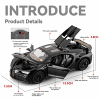 Modèle de voiture miniature 1:32 Bugatti Chiron avec son et lumière, à rétrofriction, ornement décoratif, modèle de voiture en métal à collectionner
