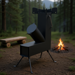 Estufa de metal para exteriores, diseño de una pieza, 9.44 pulgadas de diámetro x 17 pulgadas de ancho x 22 pulgadas de alto, para acampar y quemar leña - Product Image 2