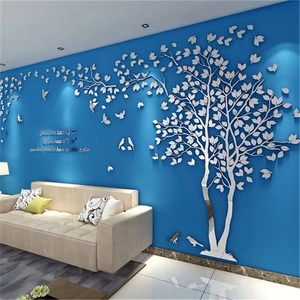 Adesivi Murali 3D a Specchio Acrilico a Forma di <span class=keywords><strong>Albero</strong></span>, Decorazioni Fai-da-Te per Sfondo TV, Poster per Casa, Camera da Letto e Soggiorno - Product Image 4