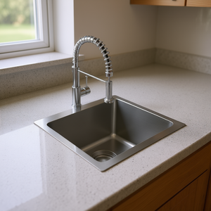 Évier de cuisine en acier inoxydable à cuve unique, 15x15 pouces, à encastrer, surface brossée, facile à nettoyer, design contemporain - Product Image 2