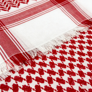 Arabic Shemagh Keffiyeh Scarf 100% Premium Cotton Large 47"x47" with Tassels Men's Tactical Desert Wrap Breathable & Soft Red - Product Image 3