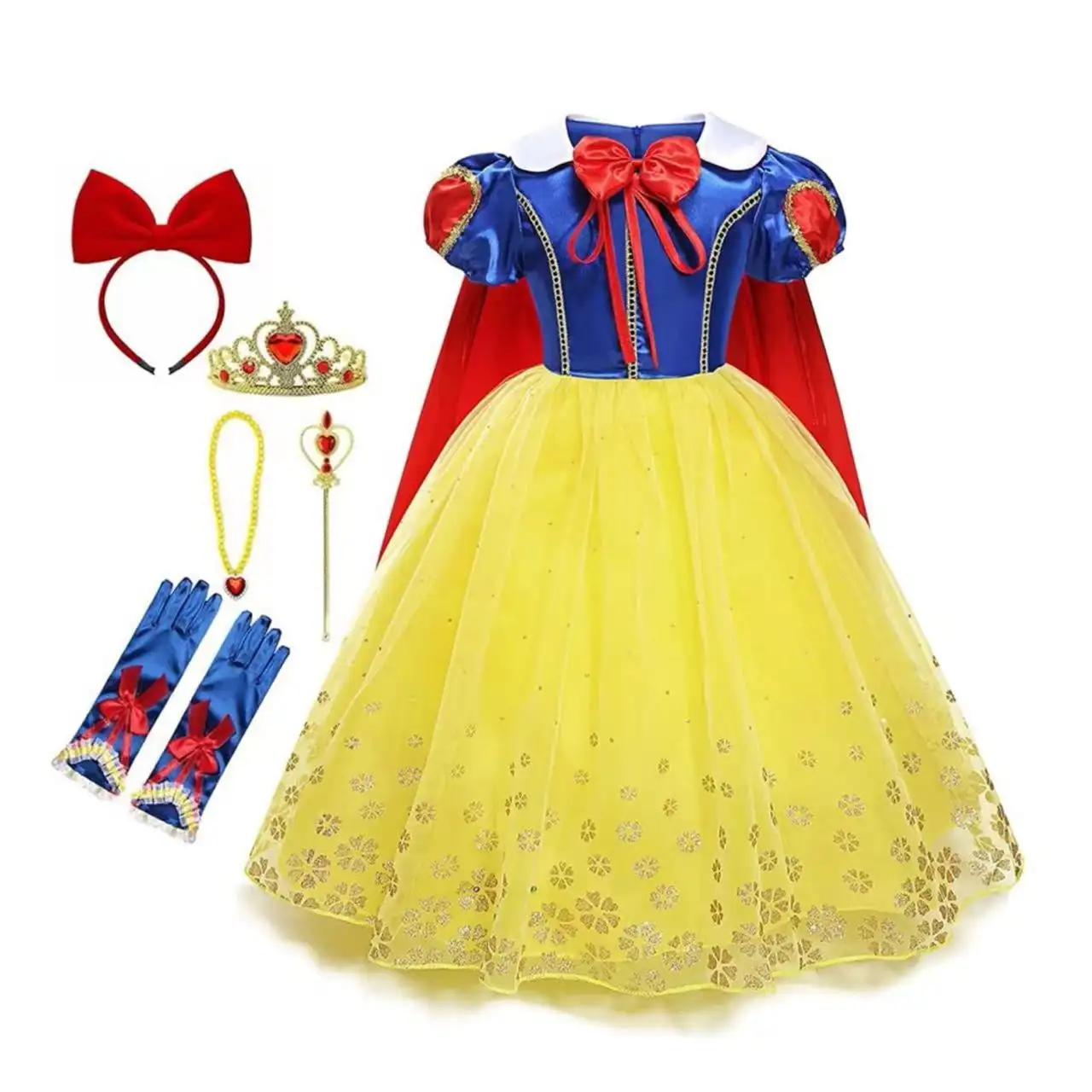 Baby Girl Geburtstag Prinzessin Kleid mit Schmuck Schnee wittchen Kostüm Kleid