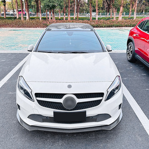 Mercedes-Benz A-Class W176 Front Bumper Lip Splitter Piano Black Carbon Fiber Texture Matte Finish Tuning Style 2016-2018 - Product Image 2