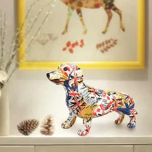 Grande Scultura di Cane Bassotto in Resina Ecologica, Stile Graffiti Dipinto a Mano, Certificata CE, Colore Personalizzabile, Statua Decorativa per la Casa - Product Image 3