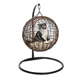 2021 아마존 핫 세일 등나무 애완 동물 침대 교수형 의자 스윙 애완 동물 고양이