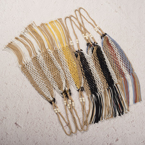 Handmade Woven Cotton Yarn <b>Bag</b> Bohemian Style Hollow Shoulder Tote <b>Large</b> Capacity Summer <b>Beach</b> Women's <b>Bag</b> - Product Image 2