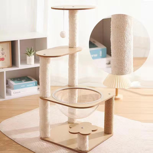 Arbre d'activités pour chat multi-niveaux, adapté aux chatons, avec perchoir rond, nacelle de sommeil transparente en forme de <span class=keywords><strong>bulle</strong></span>, poteau à gratter en sisal anti-renversement - Product Image 2
