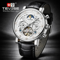 Montre mécanique automatique pour homme TEVISE 2026 tendance avec phases de lune, fabricant de montres personnalisées
