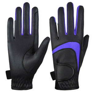 Gants d'équitation en cuir marron à doigts entiers, antidérapants jaunes, pour l'extérieur, unisexes, fermeture à enfiler, été - Product Image 2