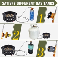 Brûleur au propane 72 000 BTU, cuisinière à gaz à brûleur unique, extérieur/camping, coupe-vent, allumage piézo, tuyau extensible