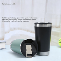 Gobelet isotherme en acier inoxydable de 500 ml avec couvercle et décapsuleur, tasse isolée sous vide pour fêtes, camping, logo personnalisé, vente en gros