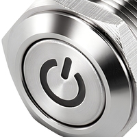 12mm 16mm 19mm 22mm Tombol Tekan Elektronik Stainless Steel 2NO IP65 Langkah Pendek dengan LED Touch Switch 5V-24V-220V