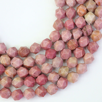 Perles en vrac de rhodonite naturelle facettée, taille diamant, pour la fabrication de bijoux et l'artisanat, 15,5 pouces, vente en gros