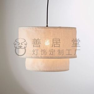 Lampes suspendues en lin rondes E27, lustre à six têtes pour salon, luminaires décoratifs pour la maison - Product Image 3