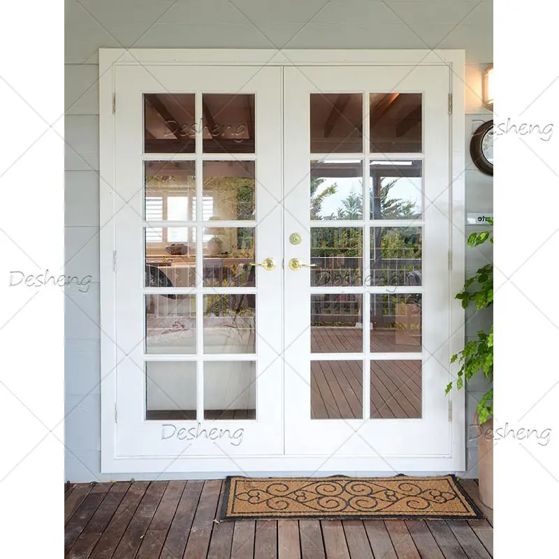 Hot Sale UPVC PVC Casement French Plastic Front Door Size For Home French Door Aluminium Glass Casement Door For House