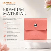 Pochette à bijoux en cuir PU personnalisée OEM avec fermeture à bouton-pression, vente en gros, sacs cadeaux compacts pour bagues, boucles d'oreilles, cosmétiques