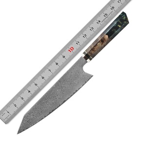 Couteau de Chef en Acier Damas 67 Couches avec Manche en Résine, Couteau de Cuisine Domestique, Bois Nœud d'Arbre & Métal, Stock en Gros - Product Image 6