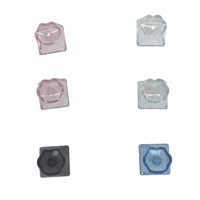 Keycap transparent multicolore en forme de patte de chat, vierge, à tige croisée, pour clavier mécanique DIY