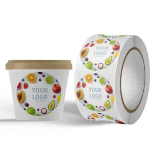 Étiquette ronde personnalisée, imperméable, écologique et réutilisable pour crème glacée, autocollante en vinyle pour emballage alimentaire, diamètre de noyau 3 pouces. - Product Image 5