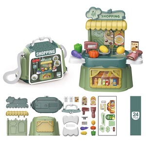 Mini <span class=keywords><strong>tienda</strong></span> de compras 3 en 1 para niños, nuevos productos, 24 Uds., juego de juguetes para jugar a las casitas con bolsa portátil para regalo de cumpleaños para niños - Product Image 1