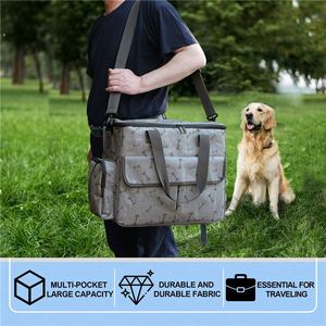 Airline Approved Portable <b>Dog</b> Pet Weekend Travel Carrier Tote Organizer Bag with <b>Food</b> <b>Container</b> and Multi Pockets - Product Image 5