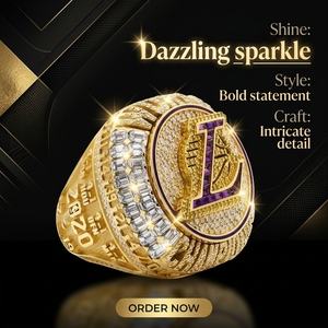 Anillo de Campeonato Personalizado de la Marca HJ, de Lujo para Hombre, Chapado en Oro, de Aleación, con Incrustaciones de Cristal, de los Lakers de Los Ángeles 2020, de <span class=keywords><strong>LeBron</strong></span> James, para Fanáticos - Product Image 2