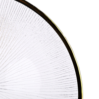 Assiettes de présentation rondes en verre transparent texturé à bord doré décoratif pour mariages et banquets – Vente en gros