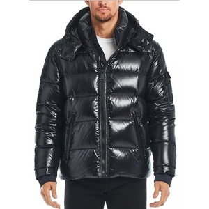 Piumino personalizzato di alta qualità moda invernale Bubble <span class=keywords><strong>lucido</strong></span> per gli uomini imbottito con cerniera con cappuccio piumini - Product Image 4